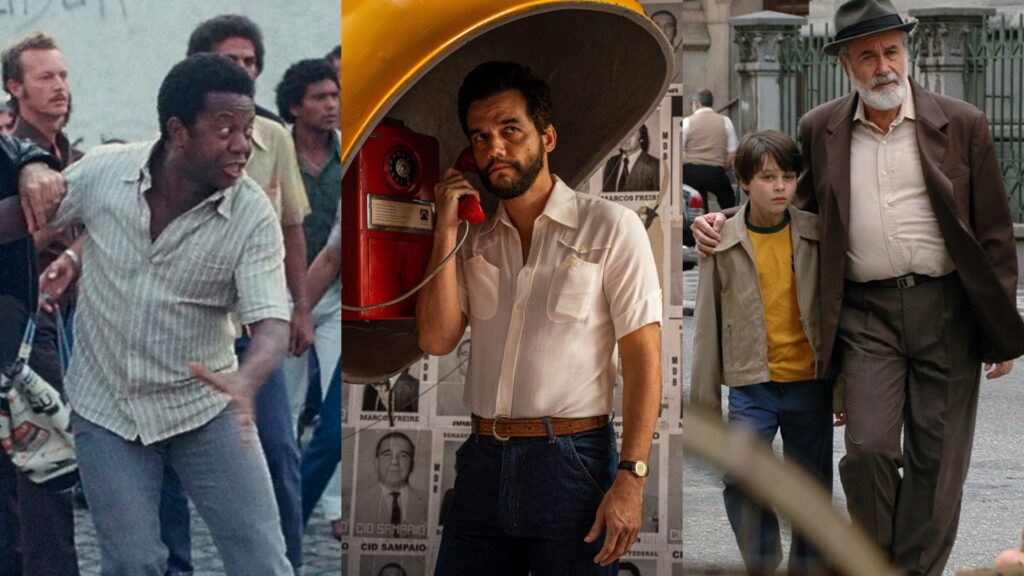 Filmes que se passam durante a ditadura: Eles Não Usam Black-Tie, O Agente Secreto e O Ano em Que Meus Pais Saíram de Férias (Fotos: Reprodução)