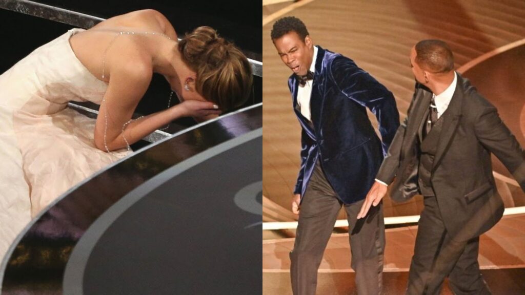 Jennifer Lawrence, Chris Rock e Will Smith cometeram gafes em cerimônias do Oscar (Fotos: Reprodução)